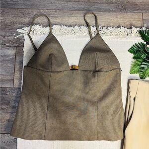 Brown Plaid Spaghetti Strap Top